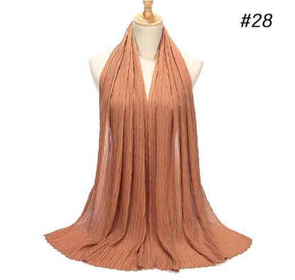 Fashion Pearl Chiffon Pleated Head Gauze Scarf