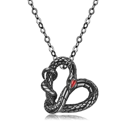 Original Design S925 Silver Electroplating Black Gold Snake Necklace Heart Texture