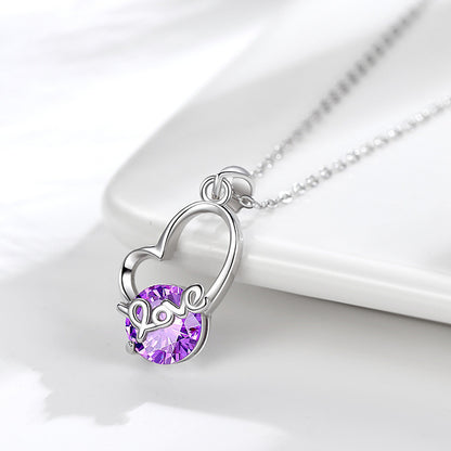 Sterling Silver Love Necklace S925 Europe And The United States LOVE Fashion Is Love Zircon Necklace Cross-border Models Design Sense