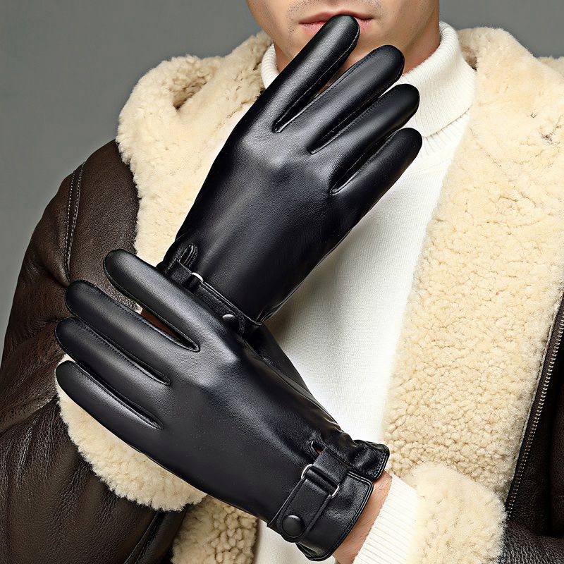 Leather Gloves Men's Waterproof Touch Screen