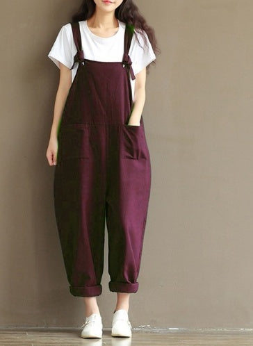 Women's Casual Trousers With Brushed Cotton Suspenders