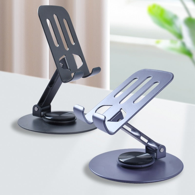 Alloy 360 degree rotating desktop phone holder for live streaming, portable folding lazy tablet phone holder