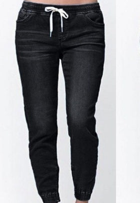 Autumn explosions Europe and the United States denim trousers tie the foot lantern jeans women