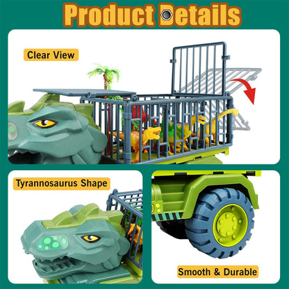 Dinosaur Transporter Children's Toy Set Boy Tyrannosaurus Rex Triceratops Car Solid Dinosaur Fall Resistant