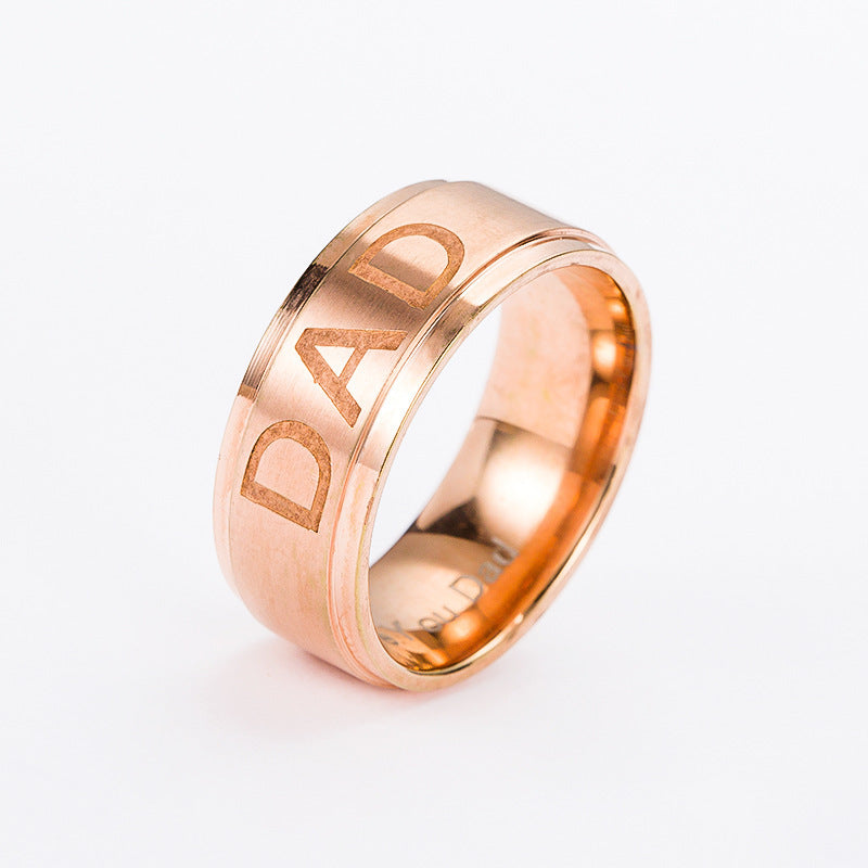 Monogram ring titanium steel ring