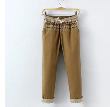 Japanese Embroidered Cotton And Linen Pants For Women