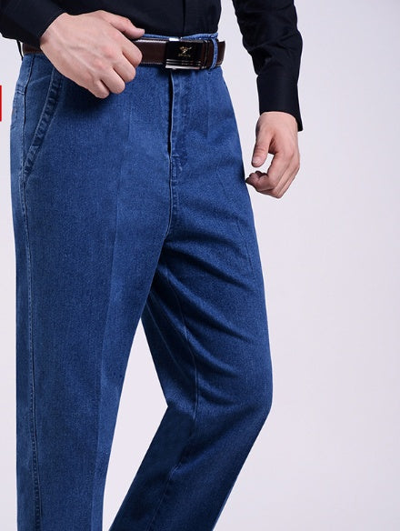 Spring and autumn in the old men's jeans wholesale in the elderly loose waist elastic denim trousers jeans