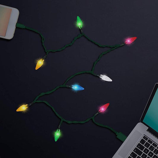 Merry Christmas Light Led Usb Charging Cable Charger Cord With LED Lights For Room Decoration Night Light Micro USB Type-C Port