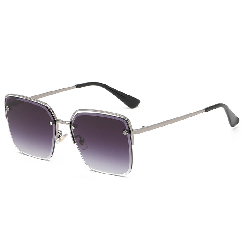 Personality Trend Sunglasses Summer Half Metal Frame Two-color Gradient PC Lens Fashion Glasses