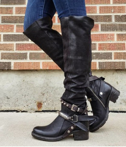 New belt buckle boots women's boots