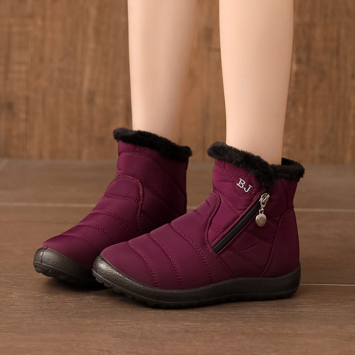 Side Zipper Mid-calf Widened Waterproof Plus Size Snow Boots