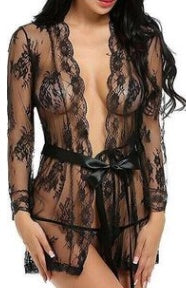 Sexy lingerie bathrobe strappy nightdress set