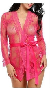 Sexy lingerie bathrobe strappy nightdress set