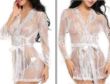 Sexy lingerie bathrobe strappy nightdress set