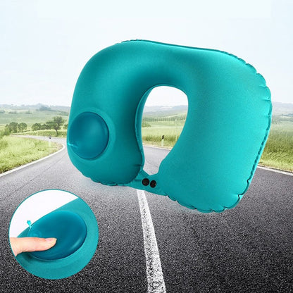 Portable U-Shape Inflatable Travel Pillow Car Head Rest Air Cushion For Travel Office Nap Head Rest Air Cushion Neck Pillow