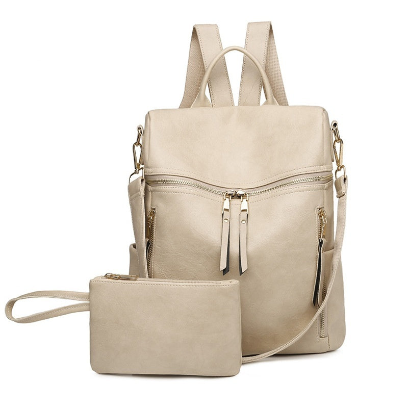 Women's Fashion Solid Color Pu Backpack