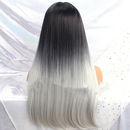 Gradient Dyeing Long Section Bleached Long Straight Hair