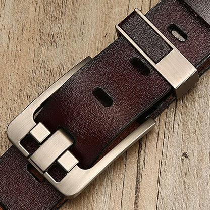 Vintage Men's Leather Belt With Buckle