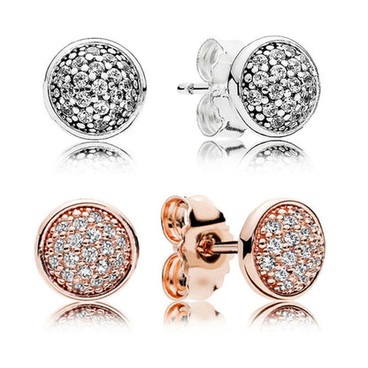 Panjia Rose Gold Shiny Water Drop S925 Silver Earrings Simple Atmospheric Fashion Earrings Round Sterling Silver Earrings