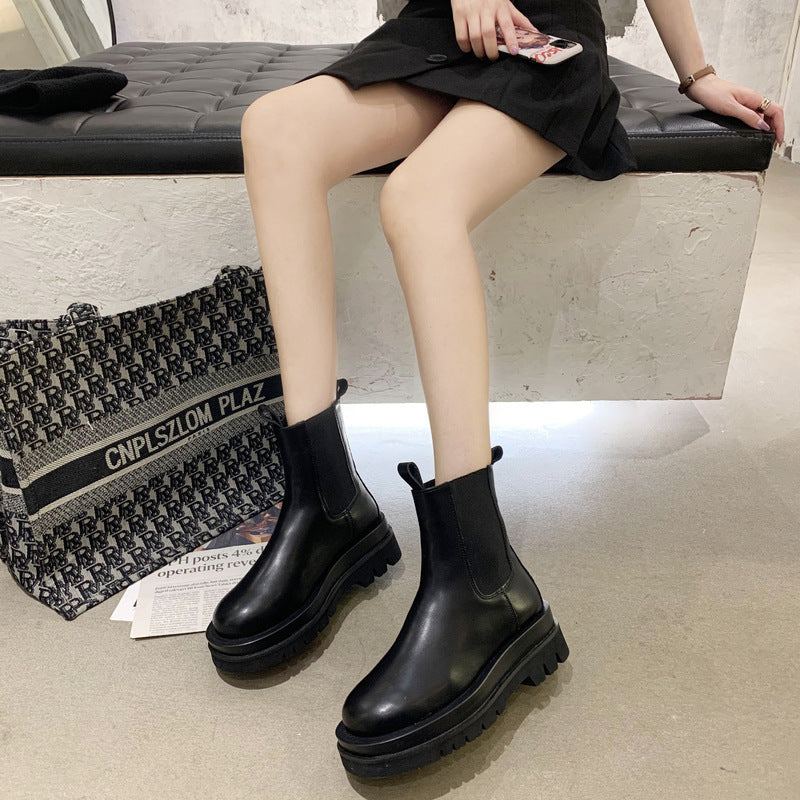 All-match Thick-heeled Thick-soled Mid-tube Boots Boots