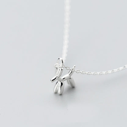 S925 Silver Necklace Pendant Female Dog Pendant Temperament Cute Animal Clavicle Chain