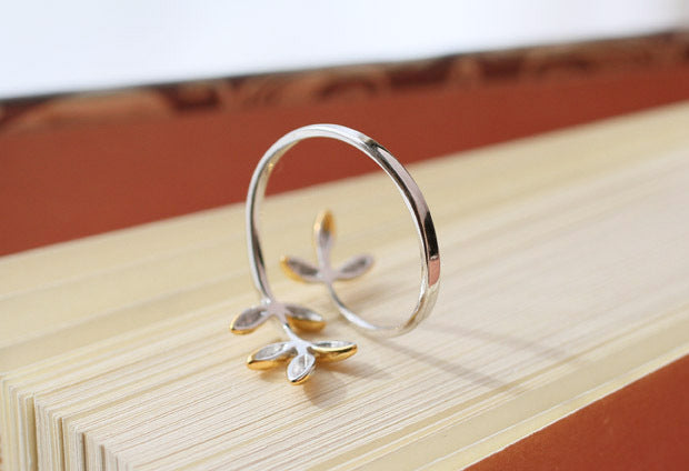 Smal Olive Branch Leaf Ring Simple Ring Ring