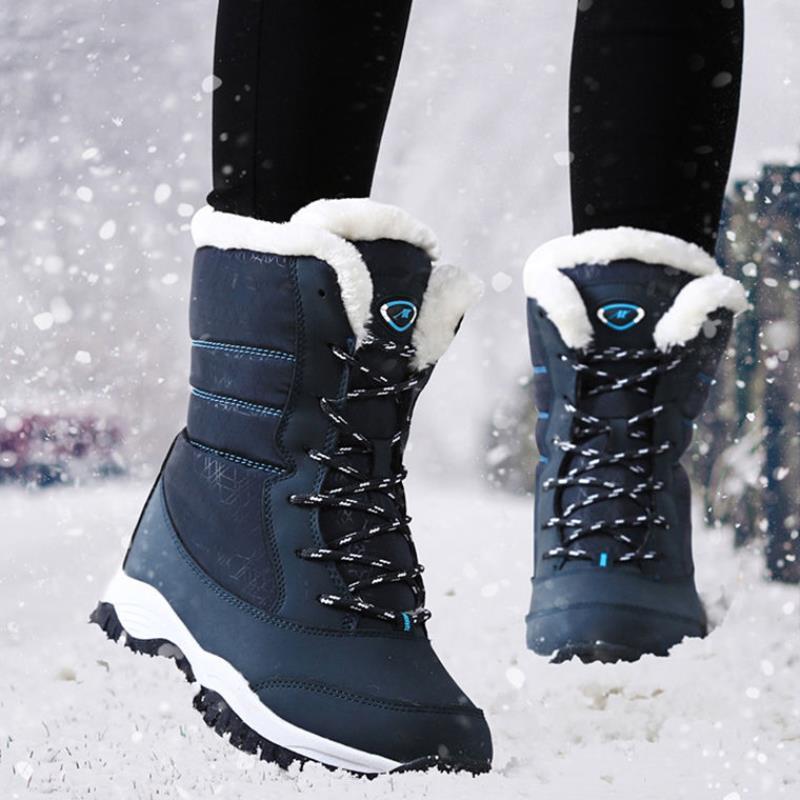 Outdoor Warm, Waterproof, Ski Boots, High-Tube, Thick-Soled Cotton Shoes, Plus Velvet Thickening