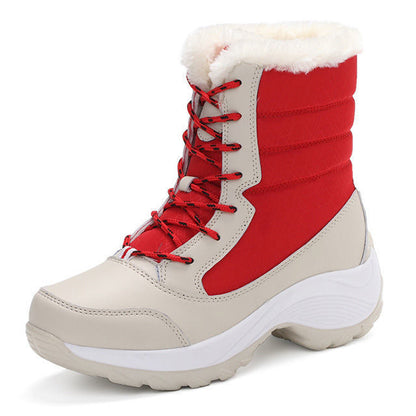 Outdoor Warm, Waterproof, Ski Boots, High-Tube, Thick-Soled Cotton Shoes, Plus Velvet Thickening