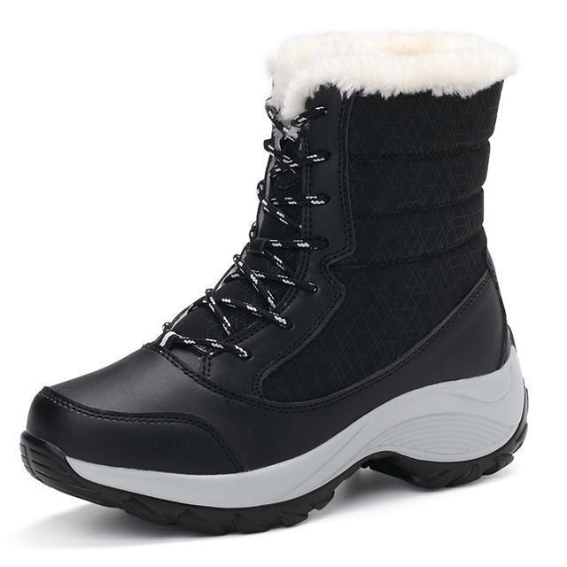 Outdoor Warm, Waterproof, Ski Boots, High-Tube, Thick-Soled Cotton Shoes, Plus Velvet Thickening