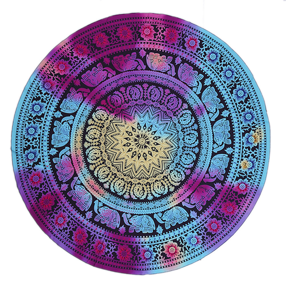 European And American Syle Round Printed Beach Towel Sunscreen Shawl Smmer Square Scarf Wish Scarf