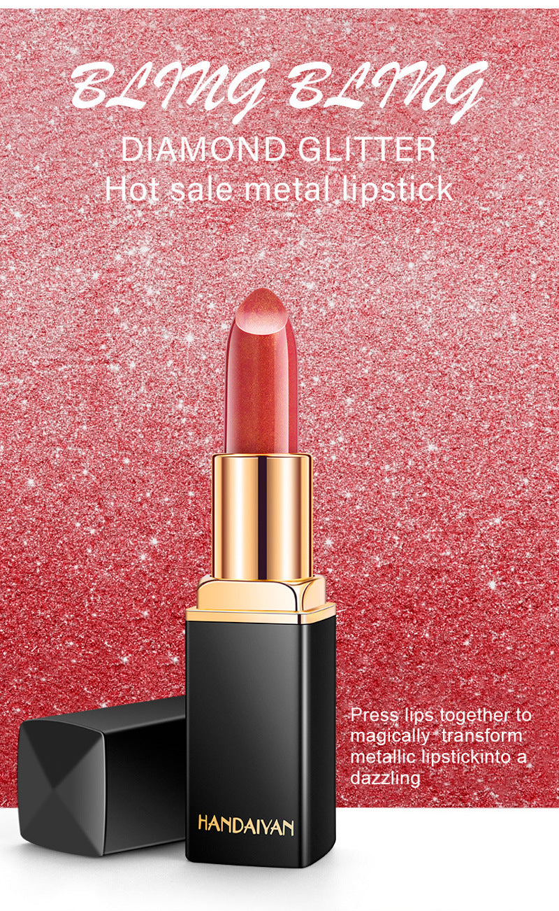 Shiny Metallic Lipstick Pearlescent Color Temperature Change Lipstick Gilt Lipstick