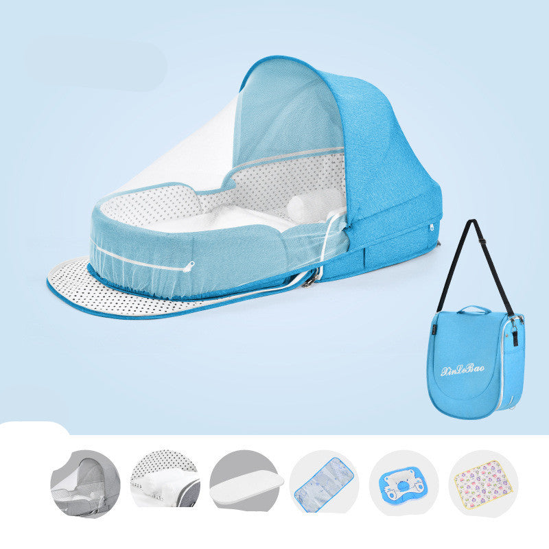 Baby Crib Multifunctional Folding Newborn Nest Toddler Bed Portable Sun Protection Mosquito Net Infant Camping Bed Travel Cot