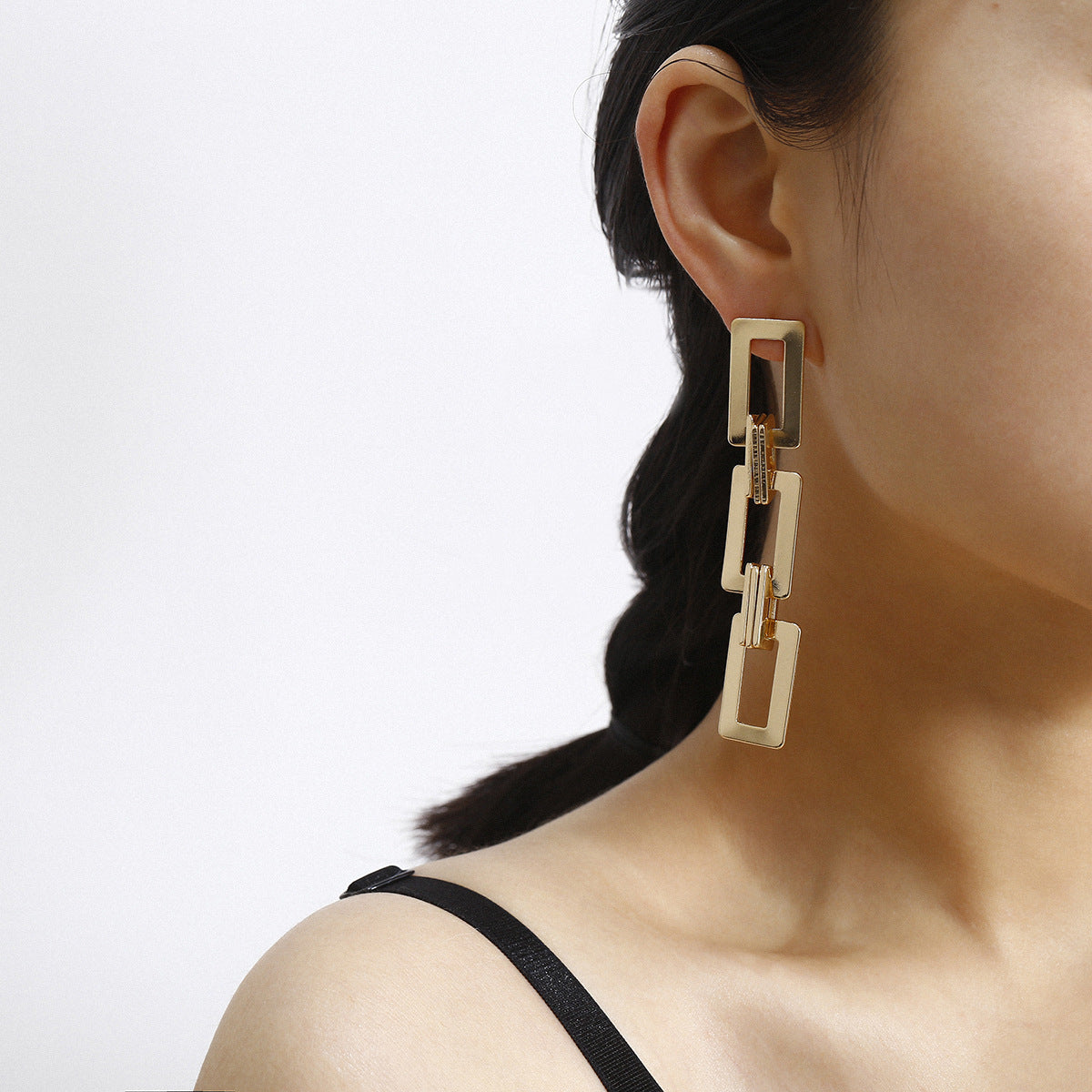 Flashbuy Thick Link U Shape Geometric Earrings Brass