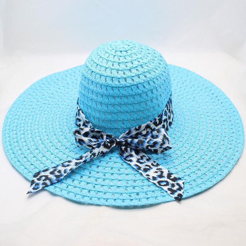 Women's Large-brimmed Beach Hat With Bow And Streamer Straw Hat