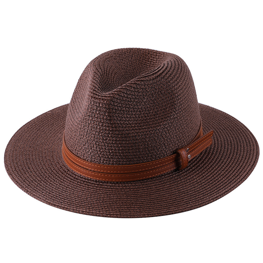 Soft Shaped Straw Hat Women Men Wide Brim Sun  UV Protection Fedora Hat