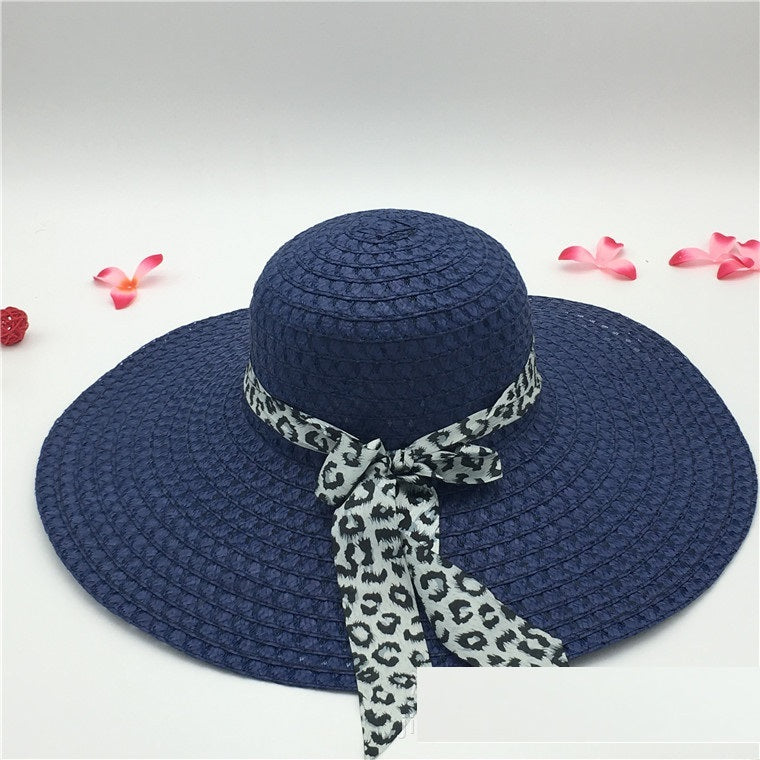 Women's Large-brimmed Beach Hat With Bow And Streamer Straw Hat