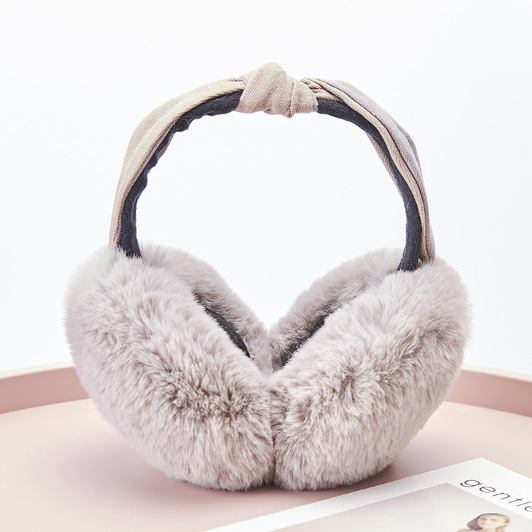 New Cute Rabbit Ears Bowknot Earmuffs For Ladies Winter Rabbit Fur Earmuffs