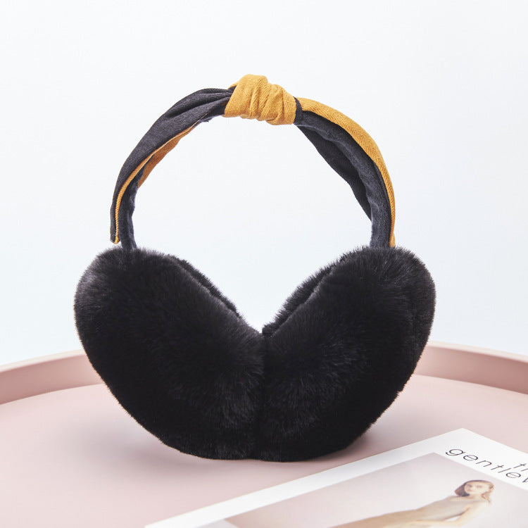 New Cute Rabbit Ears Bowknot Earmuffs For Ladies Winter Rabbit Fur Earmuffs