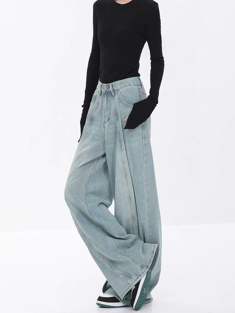 Women's Wide-leg Jeans Loose High Waist Drooping