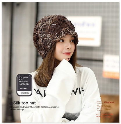 Polyester Lace Three Flowers Toque Sweet Temperament Sleeve Cap