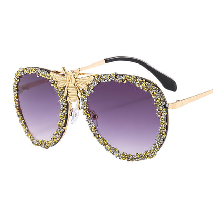 Bee Sunglasses Diamond Retro Metal