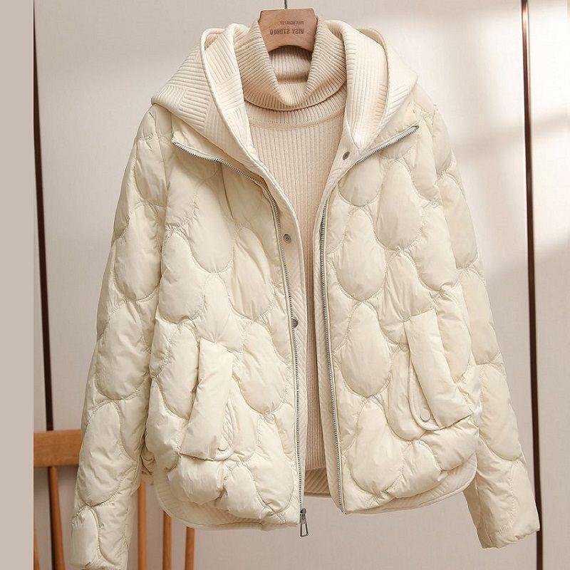 Women's Cotton-padded Short Fake Two-piece Hooded Casual Coat