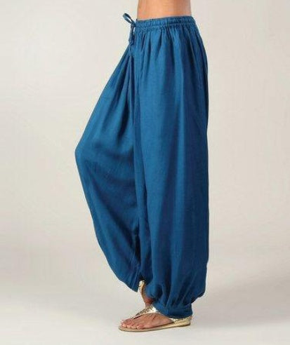 Solid Color Loose Large Size Elastic Band Wide-leg Pants