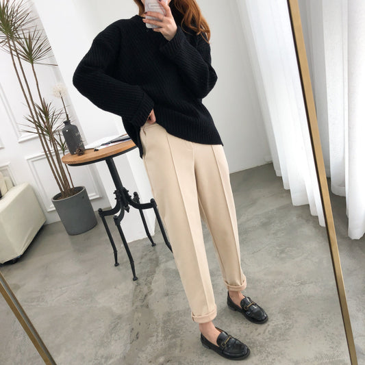 Nine points loose casual straight-leg suit pants