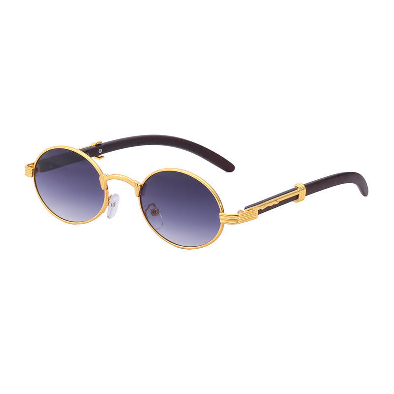 Retro Wood-like Sunglasses Small Round Frame