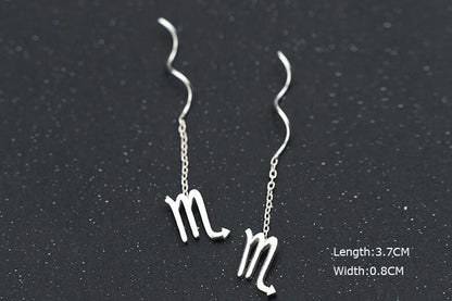 Personality 12 Constellation Ear Line Temperament Wave Ear Chain Earring