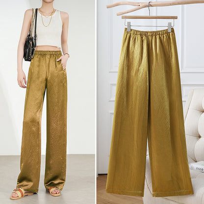 Triacetate Straight-leg Pants Women's Spring Pleated