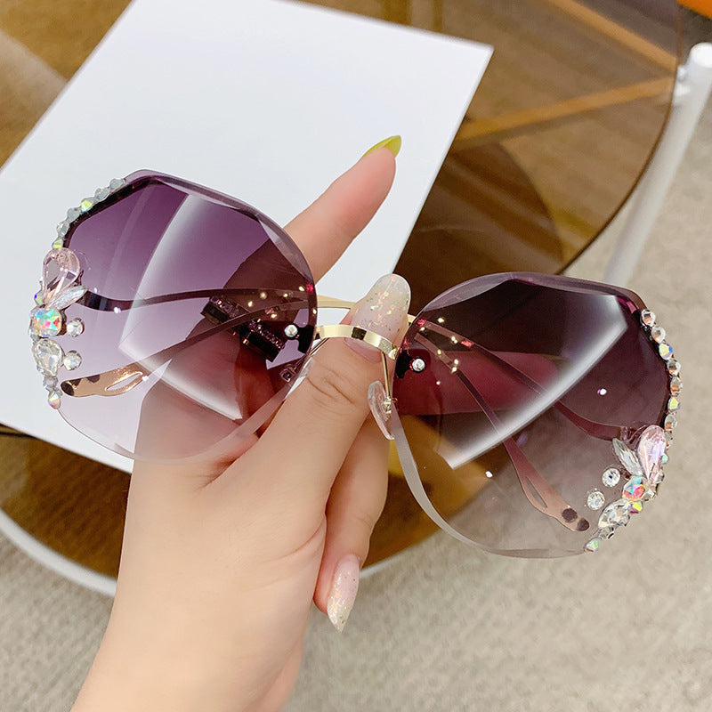 Women's Fashion Rimless Cut Edge Diamond Sunglasses