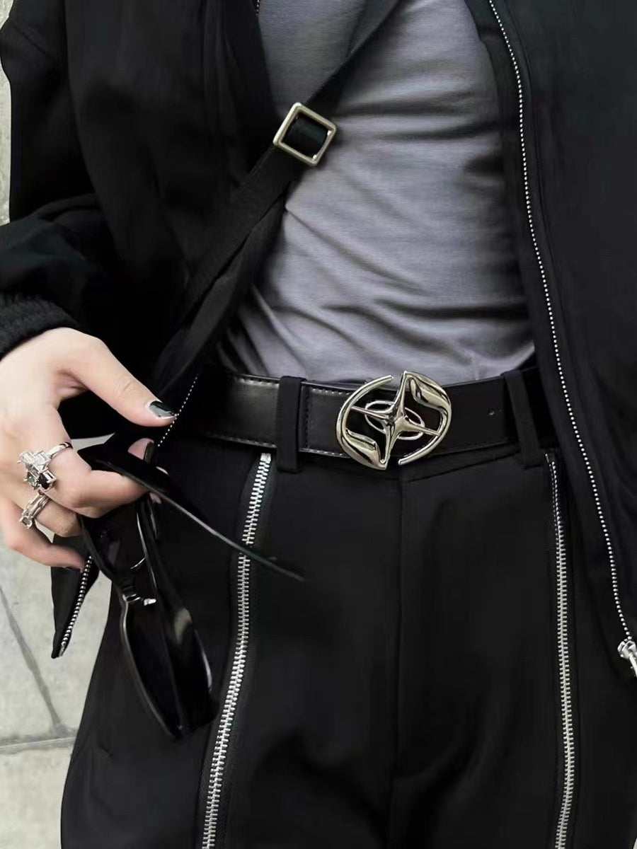 Retro Personalized Black Metal Buckle Belt For Women