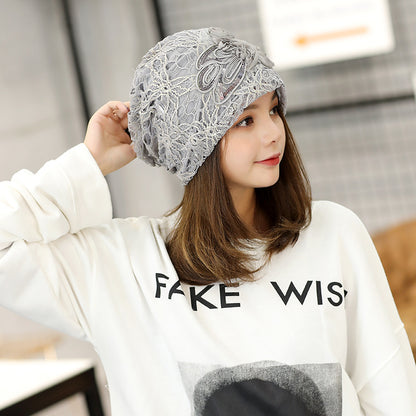 Polyester Lace Three Flowers Toque Sweet Temperament Sleeve Cap